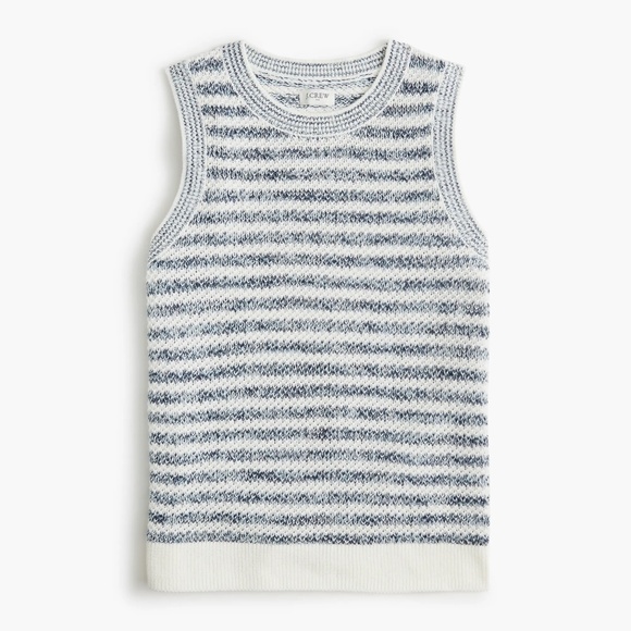 New JCREW Sz XS Striped Textured Sweater-Tank Ivory Navy Sunfade Blue $79 CJ212 - Picture 1 of 3